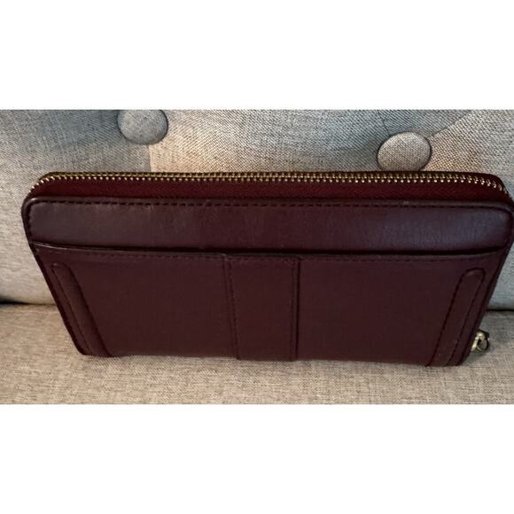 Coach Vintage Campbell Burgundy Leather Wallet Large Zip Gold - Picture 3 of 10
